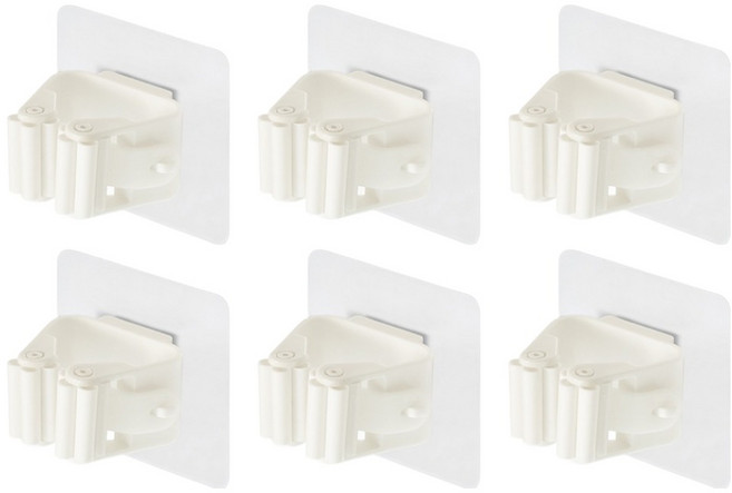 까사마루 다용도 청소도구 후크 홀더, 투명, 6개