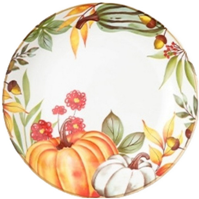 아메리칸로드 호박 과일 패턴 도자기 그릇 접시 소 HR2736, 혼합색상, 1개