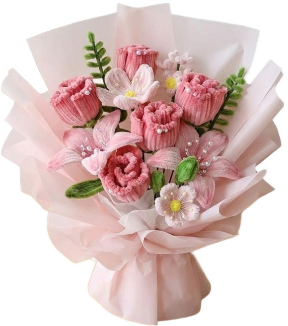 제너럴케이 모루 꽃다발 DIY 만들기 세트 장미 튤립, 혼합색상, 1세트