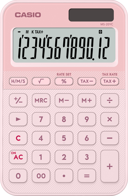 CASIO 卡西歐 12位數計算機 MS-20YC-LP, 淺粉色, 1個