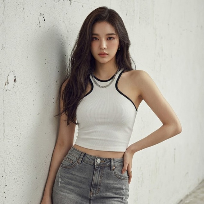 비비에모 여성용 푸엘라 크롭 섹시 홀터넥 탑 나시 12855