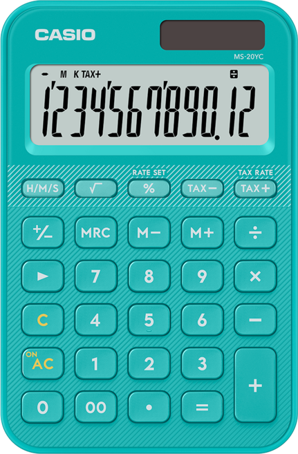 CASIO 卡西歐 12位數計算機 MS-20YC-TU, 綠色, 1個