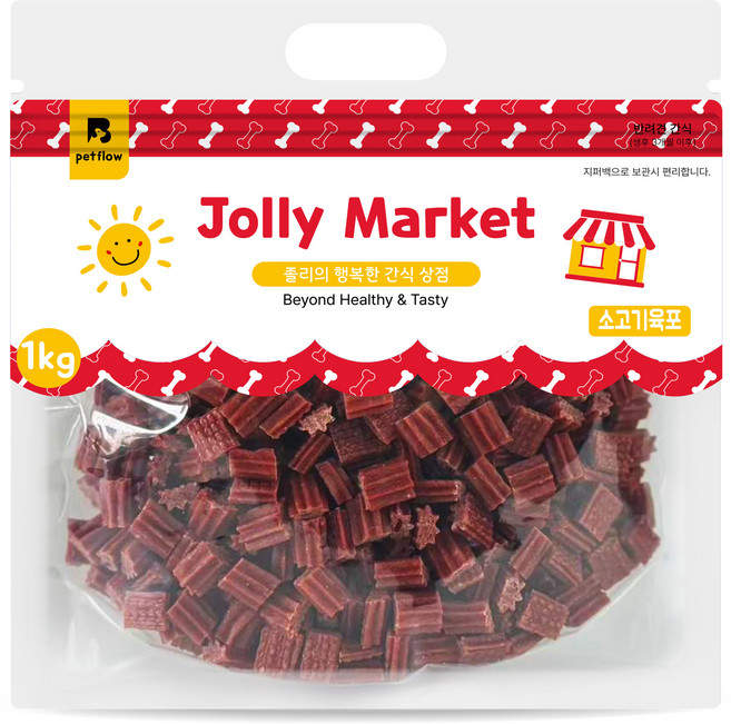 졸리마켓 강아지 소고기육포 츄러스 대용량 간식, 1kg, 1개, 소고기