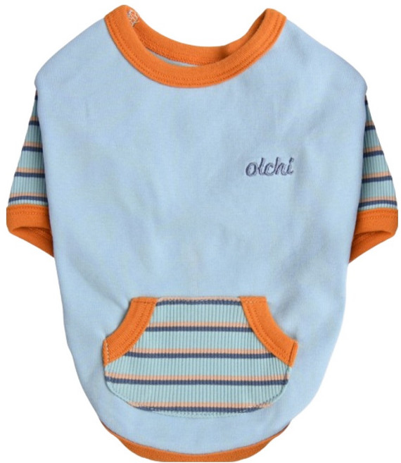 올치 반려동물 캔디 포켓 배색 티셔츠 TS6919, 스카이블루, 1개