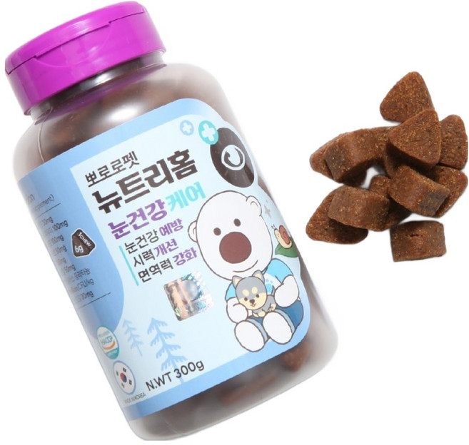 에이비엘펫 강아지 뽀로로 뉴트리홈 기호성 좋은 츄어블 영양제 300g, 1개, 눈물개선/눈건강, 60정