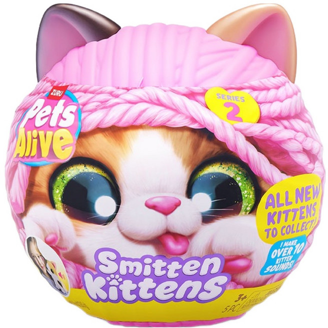 (주)아이비젼 펫얼라이브 스미튼키튼2 움직이는 소리나는 고양이 장난감 인형 작동 완구 리얼펫, 랜덤발송, 1개, 18cm