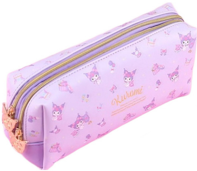 산리오 금박 투지퍼 사각 필통, 1개, 쿠로미