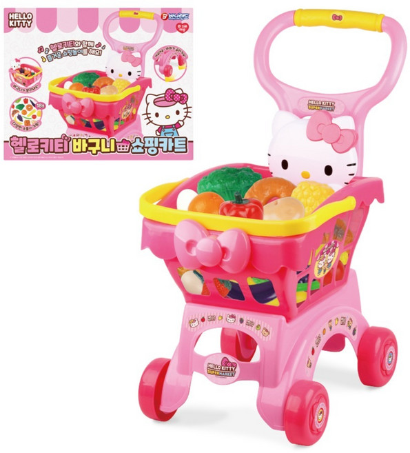 바니랜드 헬로키티 바구니 쇼핑카트, 1개, 혼합색상