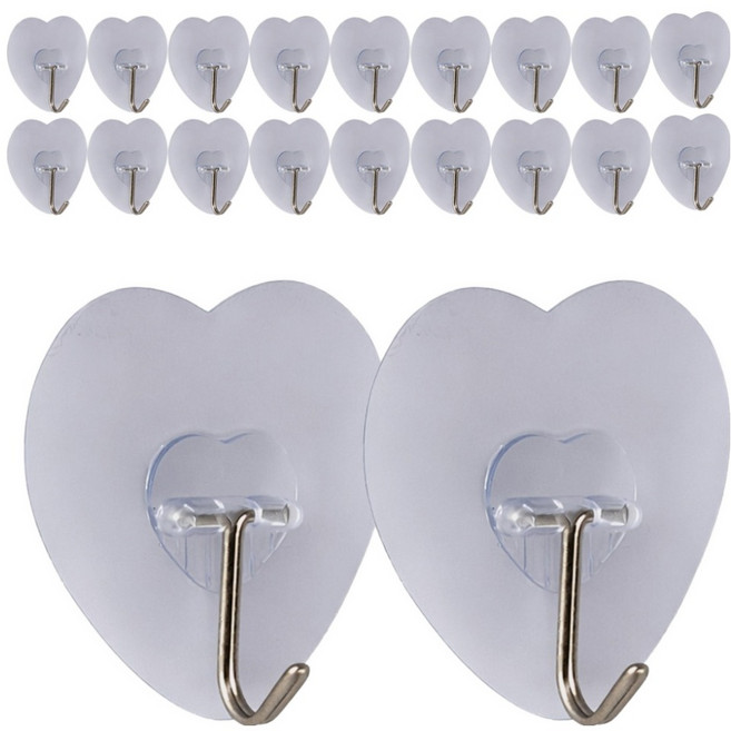 모나코올리브 무타공 투명 하트 매직후크, 20개, 원컬러