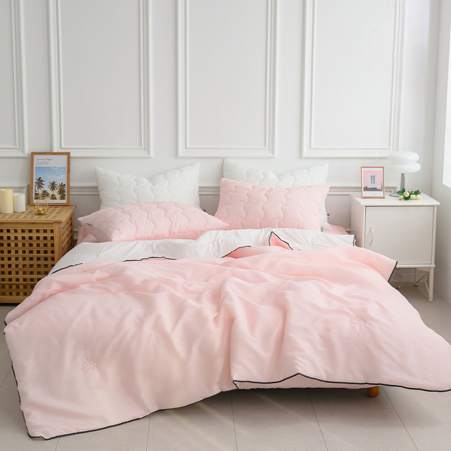 아이닉스 항균 탈취 시어서커 써니 시원한 냉감 누빔이불, 피치핑크