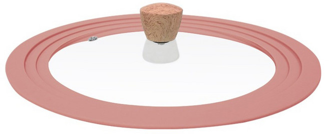 NEOFLAM 多功能矽膠鍋蓋 木紋蓋珠, 粉色, 1個