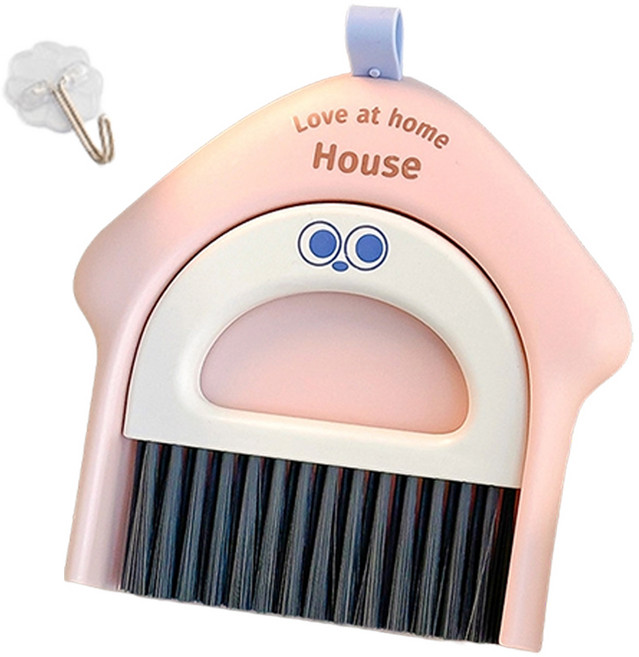 아니마 데스크탑 키보드 청소 브러쉬 + 쓰레받기, 핑크, 1세트