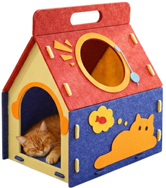 둥둥펫 고양이 숨숨집 펠트 스너그 하우스, 1개, 혼합색상