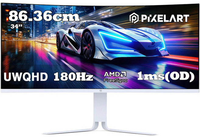 픽셀아트 UWQHD 180Hz FAST VA 패널 1ms 게이밍 커브드 모니터 화이트, 86.36cm, X3418W(일반)