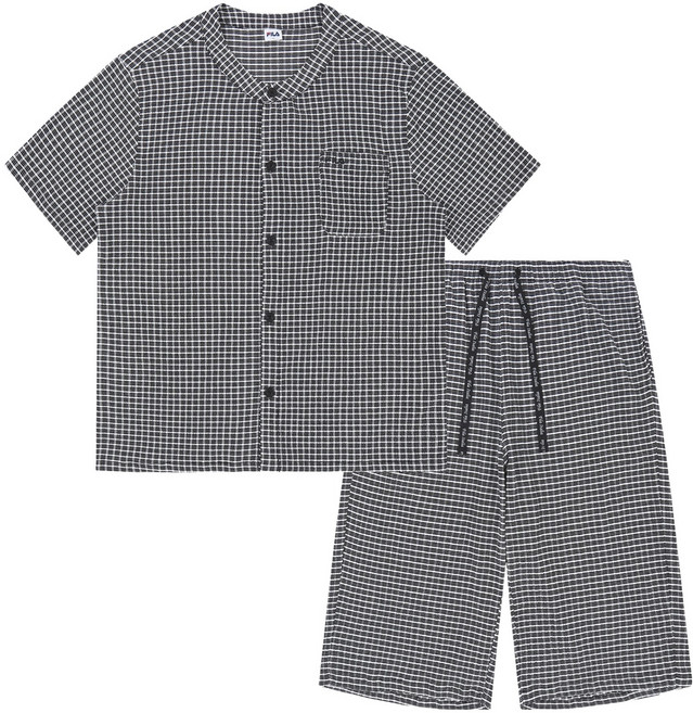휠라 남성용 링클 체크 파자마 상하의 세트 FI4PJH2609M