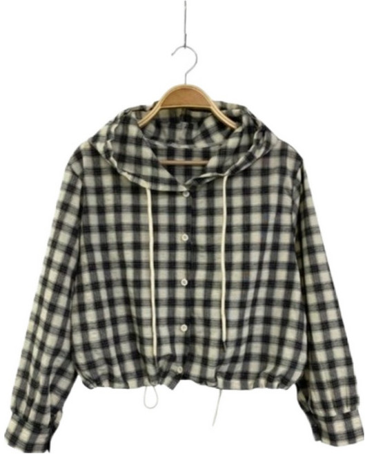 린다샵 여성용 디일르 루즈핏 체크 후드 셔츠 cpnb3341k61