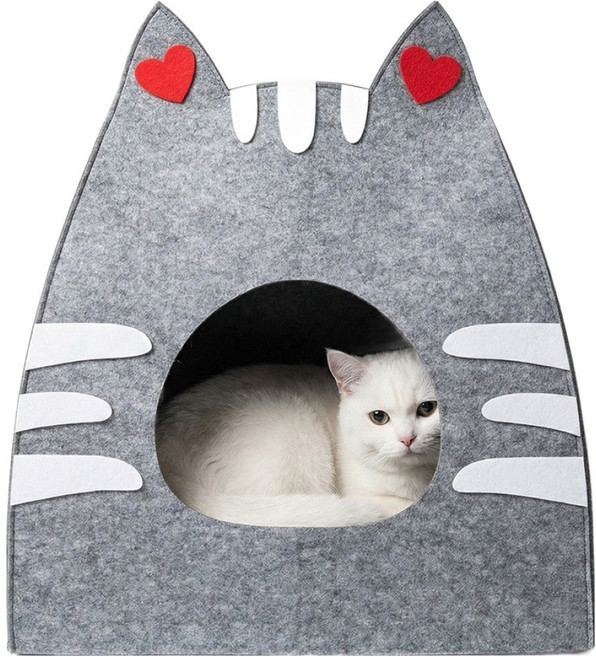 둥둥펫 고양이 숨숨집 펠트 하트캣 하우스, 혼합색상, 1개