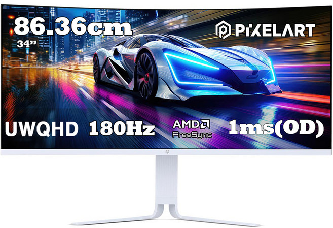픽셀아트 UWQHD 180Hz FAST VA 패널 1ms 게이밍 커브드 모니터 화이트, 86.36cm, X3418W(무결점)