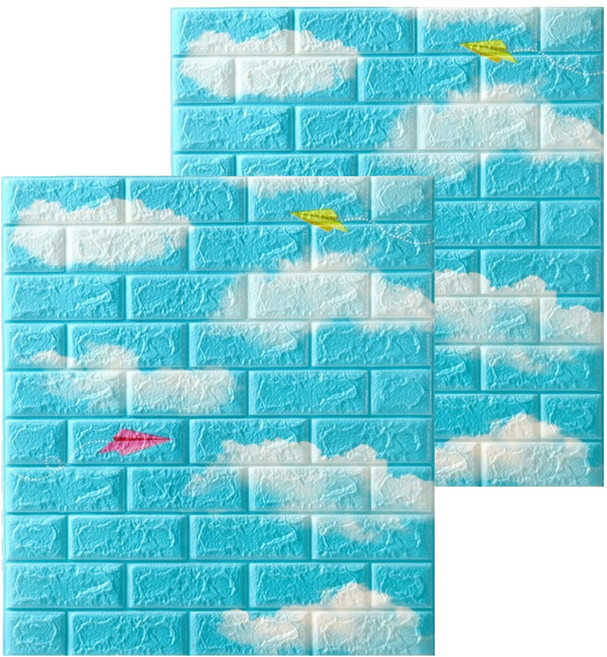 엑스터 3D 벽돌 타일 스티커 셀프 인테리어 입체 폼 벽지 70 x 77 cm, Type 25, 2개