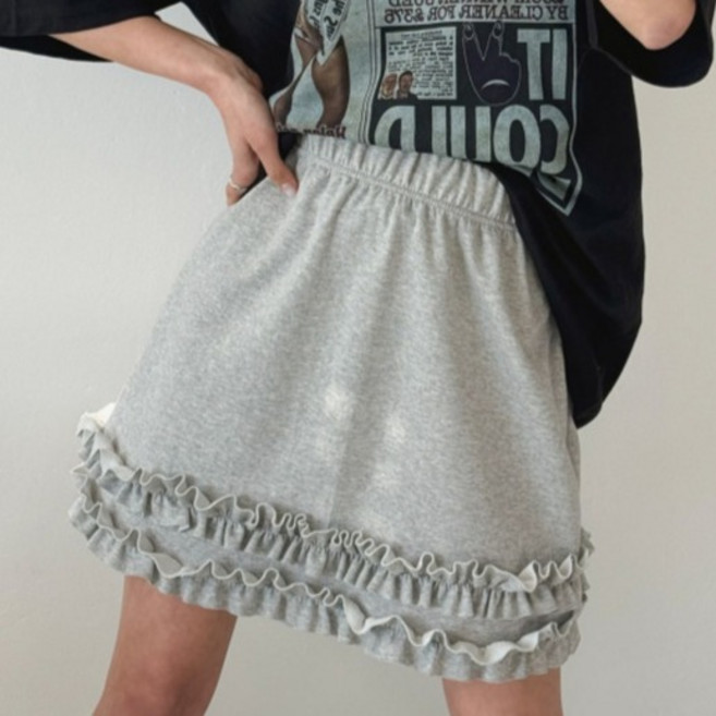 라라온 면 밴딩 프릴 미니 스커트 26TSP3794