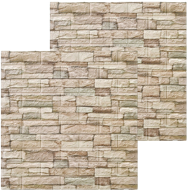 엑스터 3D 벽돌 타일 스티커 셀프 인테리어 입체 폼 벽지 70 x 77 cm, Type 15, 2개