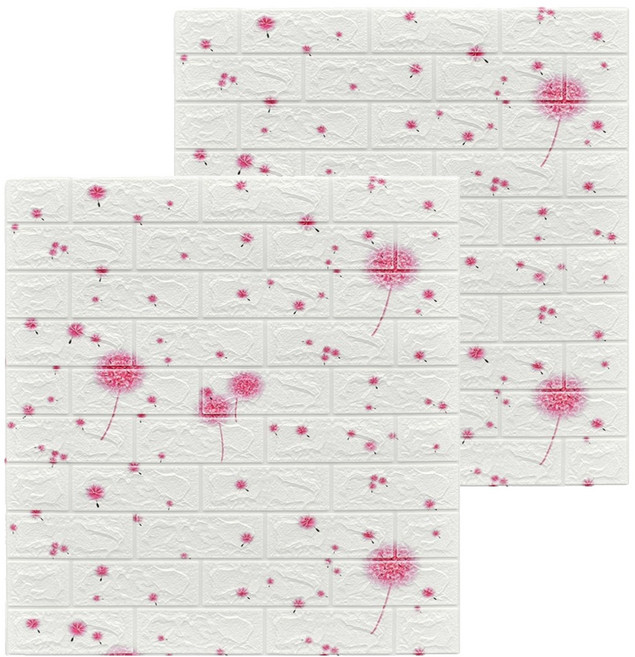 엑스터 3D 벽돌 타일 스티커 셀프 인테리어 입체 폼 벽지 70 x 77 cm, Type 24, 2개