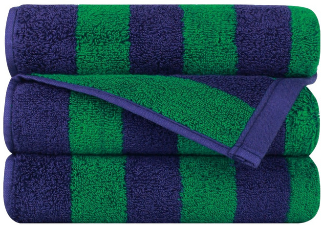 송월타올 컬러릭 스트라이프 호텔수건 180g 30수 코마사, 와이드 그린, 3개