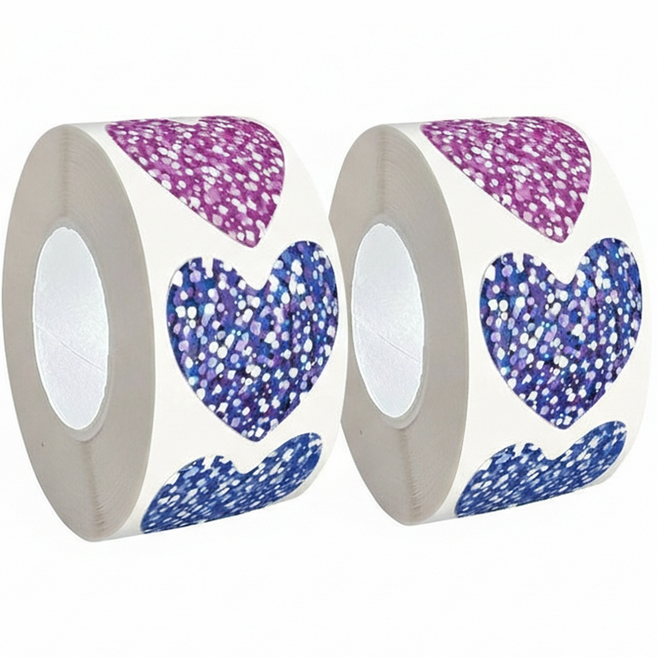 피넬 홀로그램 재물운 하트 스티커 500p 세트, 혼합색상, 2세트