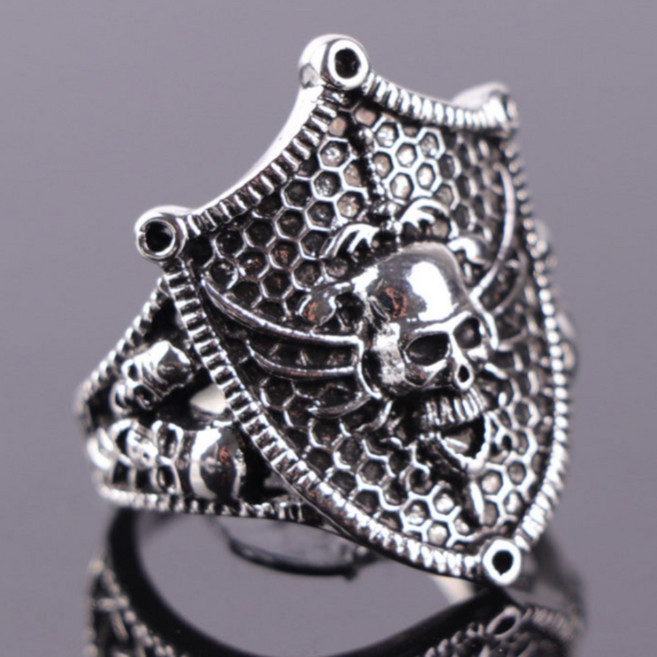 이츠굿텐 해골방패 패션 반지