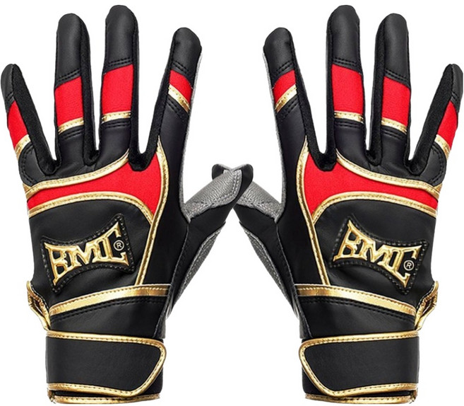 BMC BASEBALL MEMBERS CLUB 限量版打擊手套 雙手穿戴組 BMC-LE262, 1套, 黑色 + 紅色