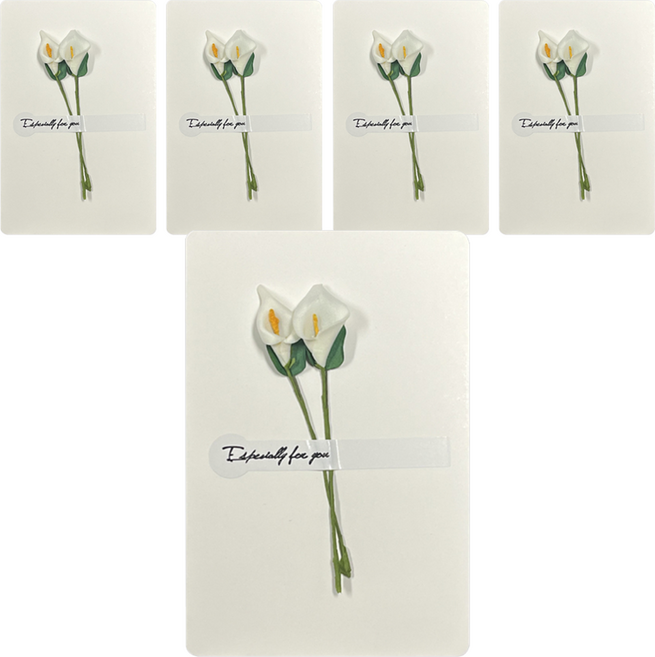그리뉴얼 플라워 접이식 미니 편지지, 화이트 1, 5개