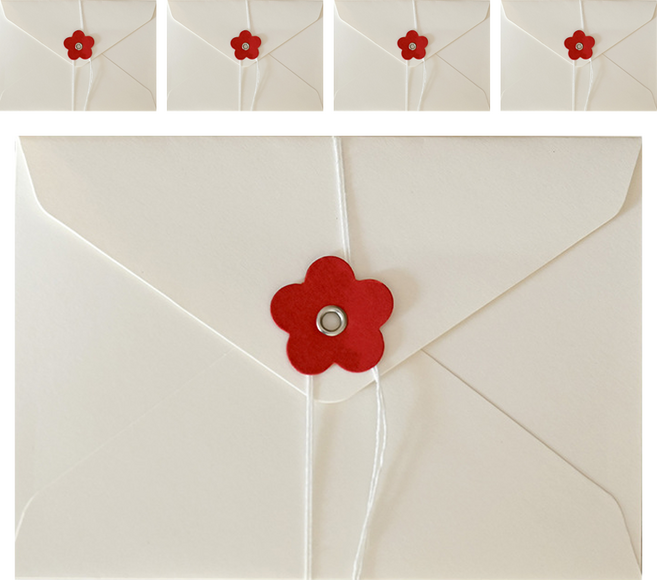 그리뉴얼 고급 크라프트지 레트로 편지 봉투, 화이트 플라워, 5개