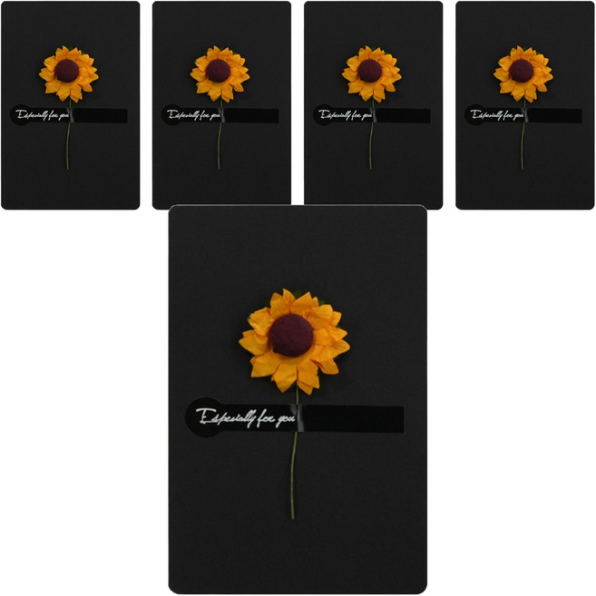 그리뉴얼 플라워 접이식 미니 편지지, 블랙 5, 5개