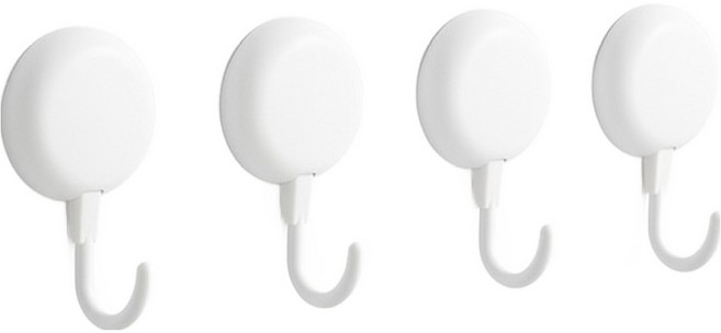 마켓피아 벽걸이 접착식 고리 다용도 걸이 후크 라운드, 화이트, 4개