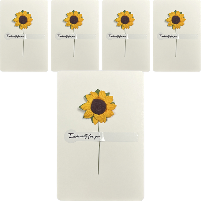 그리뉴얼 플라워 접이식 미니 편지지, 화이트 5, 5개