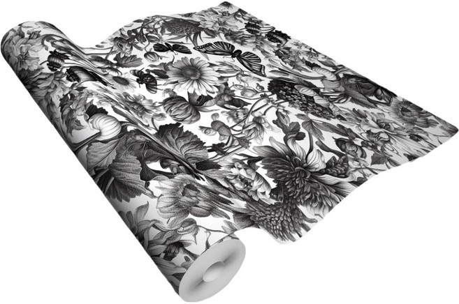 스마일깨비 다양한 유럽 ​​스타일 열대 식물 배경 접착식 벽지, P