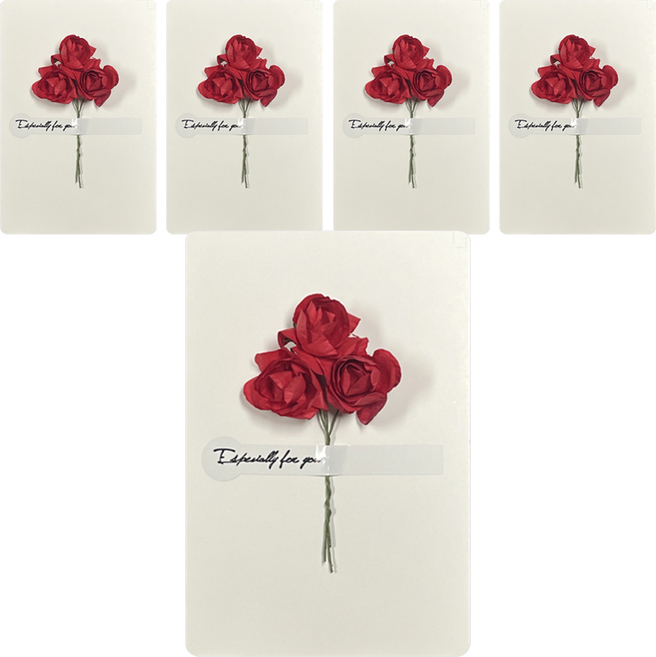 그리뉴얼 플라워 접이식 미니 편지지, 화이트 3, 5개