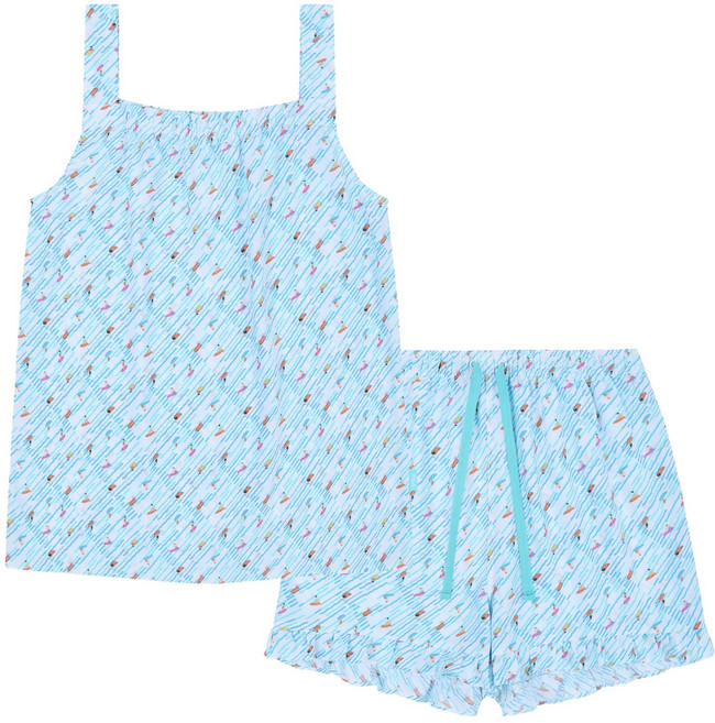 휠라 여성용 서핑 나염 레이온 파자마 상하의 세트 FI4PJH2646F