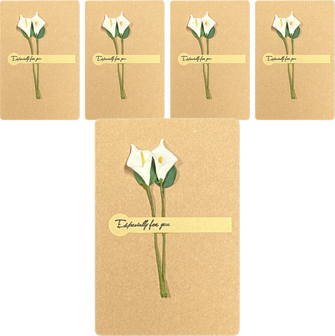 그리뉴얼 플라워 접이식 미니 편지지, 베이지 1, 5개
