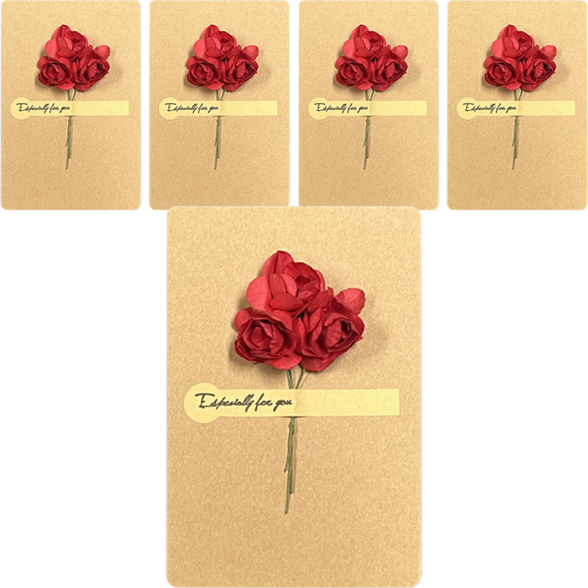 그리뉴얼 플라워 접이식 미니 편지지, 베이지 3, 5개