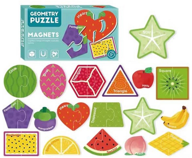조이키즈 큐티 두조각 자석퍼즐 유아자석퍼즐 30p 세트, 1세트, 도형 퍼즐