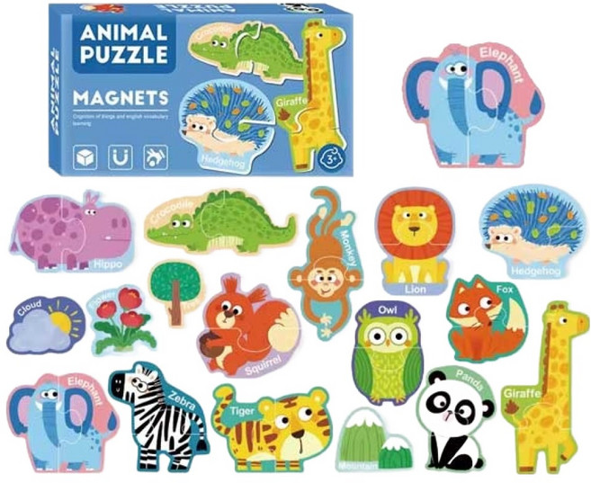 조이키즈 큐티 두조각 자석퍼즐 유아자석퍼즐 30p 세트, 1세트, 동물 퍼즐