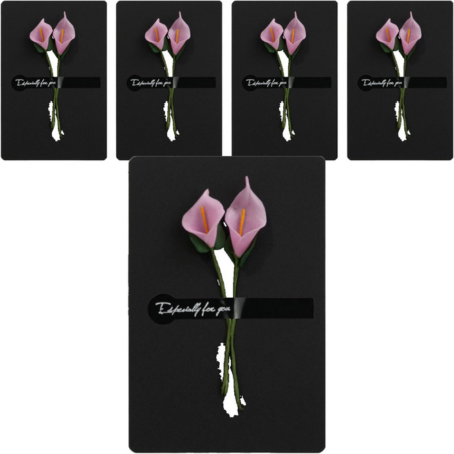 그리뉴얼 플라워 접이식 미니 편지지, 블랙 2, 5개