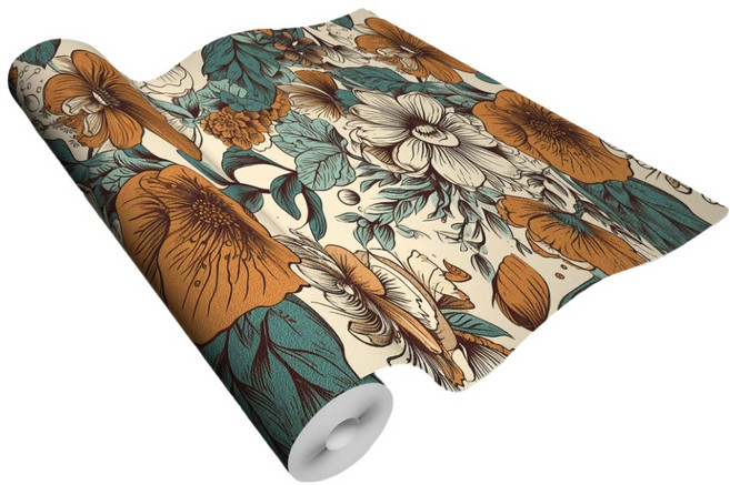 스마일깨비 다양한 유럽 ​​스타일 열대 식물 배경 접착식 벽지, O