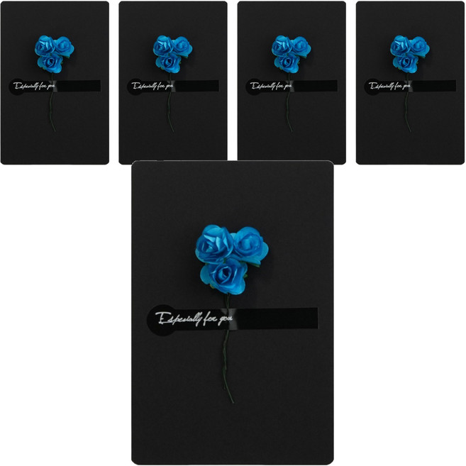 그리뉴얼 플라워 접이식 미니 편지지, 블랙 4, 5개