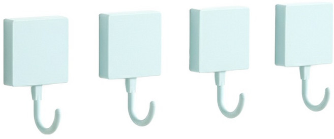 마켓피아 벽걸이 접착식 고리 다용도 걸이 후크 스퀘어, 블루, 4개