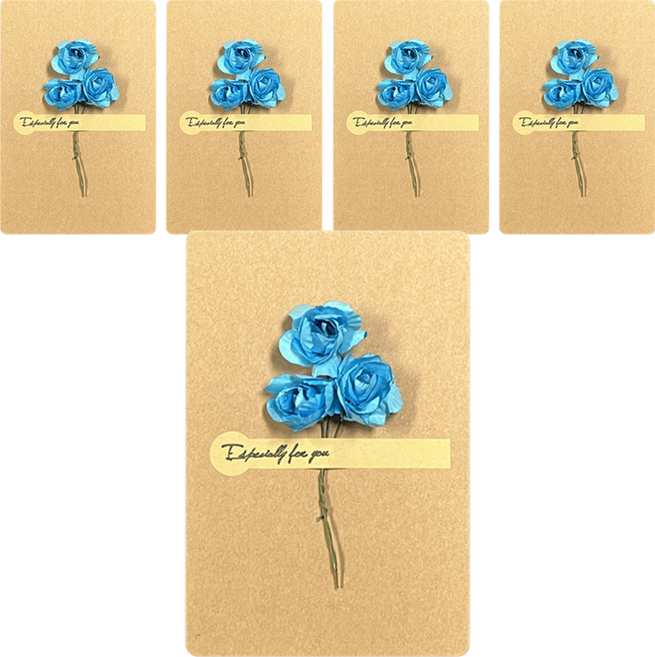 그리뉴얼 플라워 접이식 미니 편지지, 베이지 4, 5개