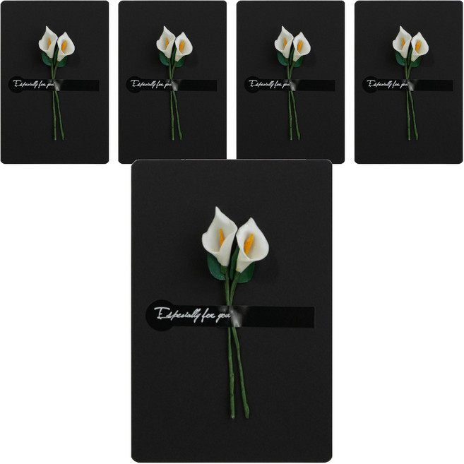 그리뉴얼 플라워 접이식 미니 편지지, 블랙 1, 5개