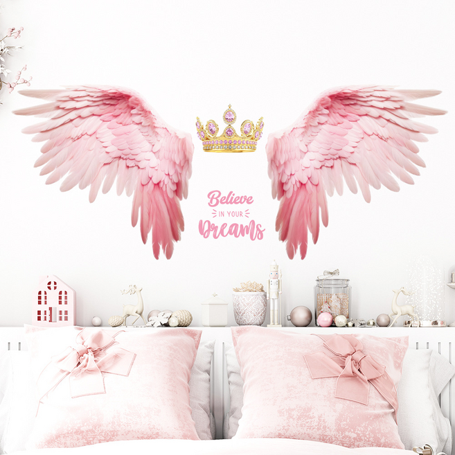 골드픽 핑크 천사 날개 스티커, 1개입