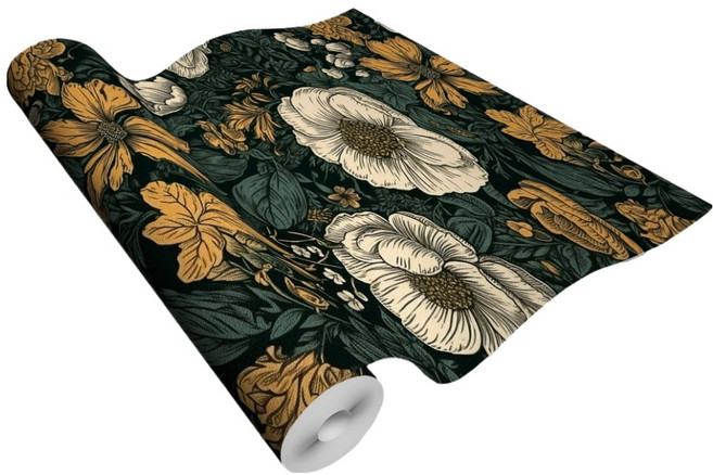 스마일깨비 다양한 유럽 ​​스타일 열대 식물 배경 접착식 벽지, H